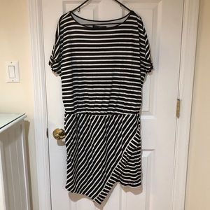Black & White Stripe Blouson Dress